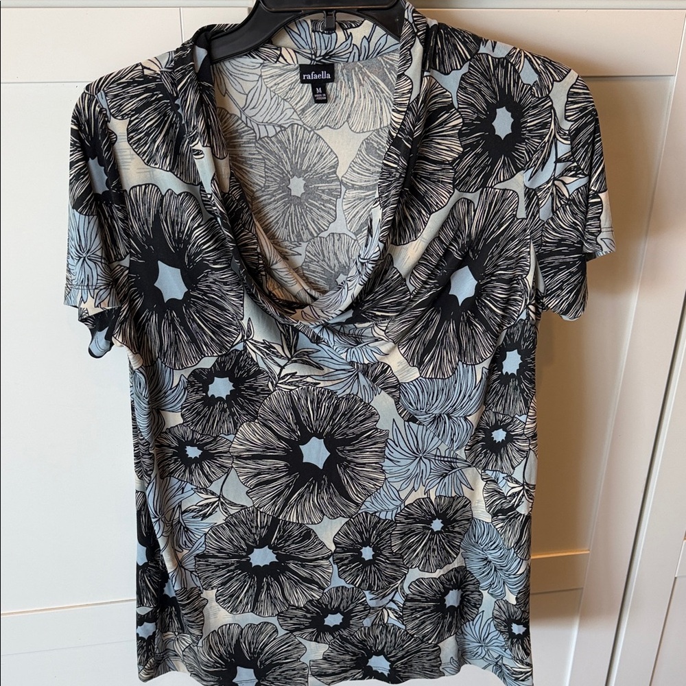 Rafaella Black and Blue Floral Cowl Neck Camisole